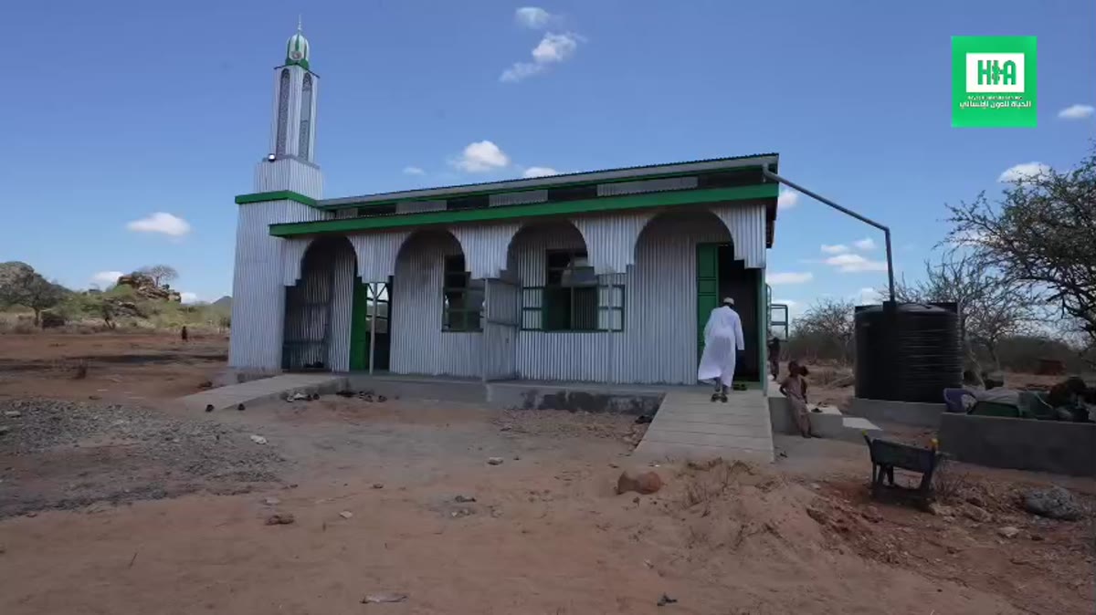Masjid Al Salaam in Funanida Village, Marsabit County, with its water tank for wudu